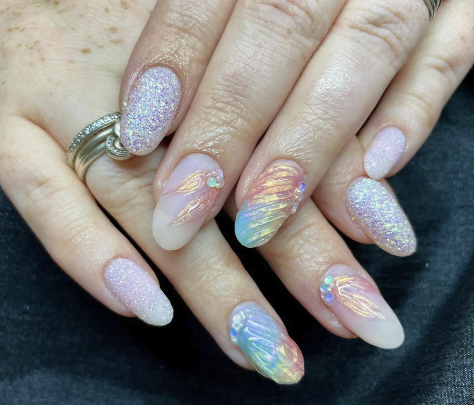 iridescent-nail-design-images-salon-spa-chestertown Iridescent nail design with texture by Melanie at Images Salon & Spa